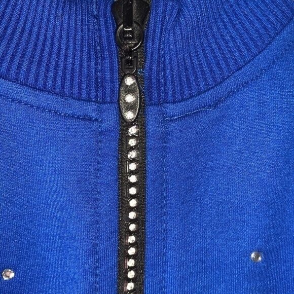 Drapers & Damons Ladies Blue Rhinestone Zip-Up Cardigan Jacket 100% Cotton Size - Picture 3 of 10